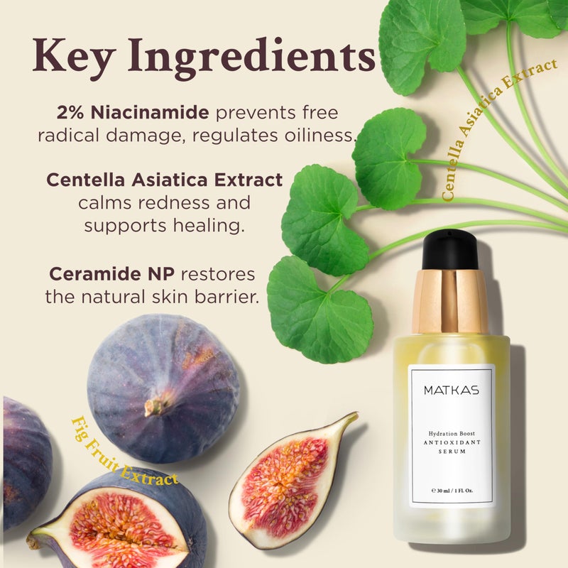MATKAS Korean Antioxidant 2% Niacinamide Serum for Face with Cica - 30mL - Hyaluronic Acid Moisturizer and Centella Ampoule Serum for Glowing Skin, Anti Redness Niacinamide Pore Minimizer + Ceramide - Image 5